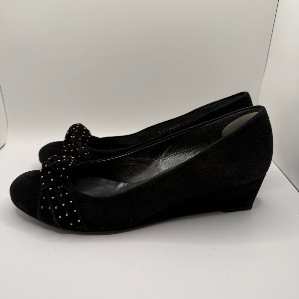 Stuart Weitzman Woman’s Dotson Suede Studded Slip Knot Wedge Pump- Size‎ 8.5N